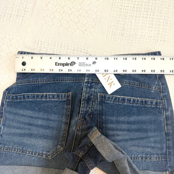 new MNK 10 cuffed high waist tab distressed denim jean shorts SH 3011 - Picture 3 of 10